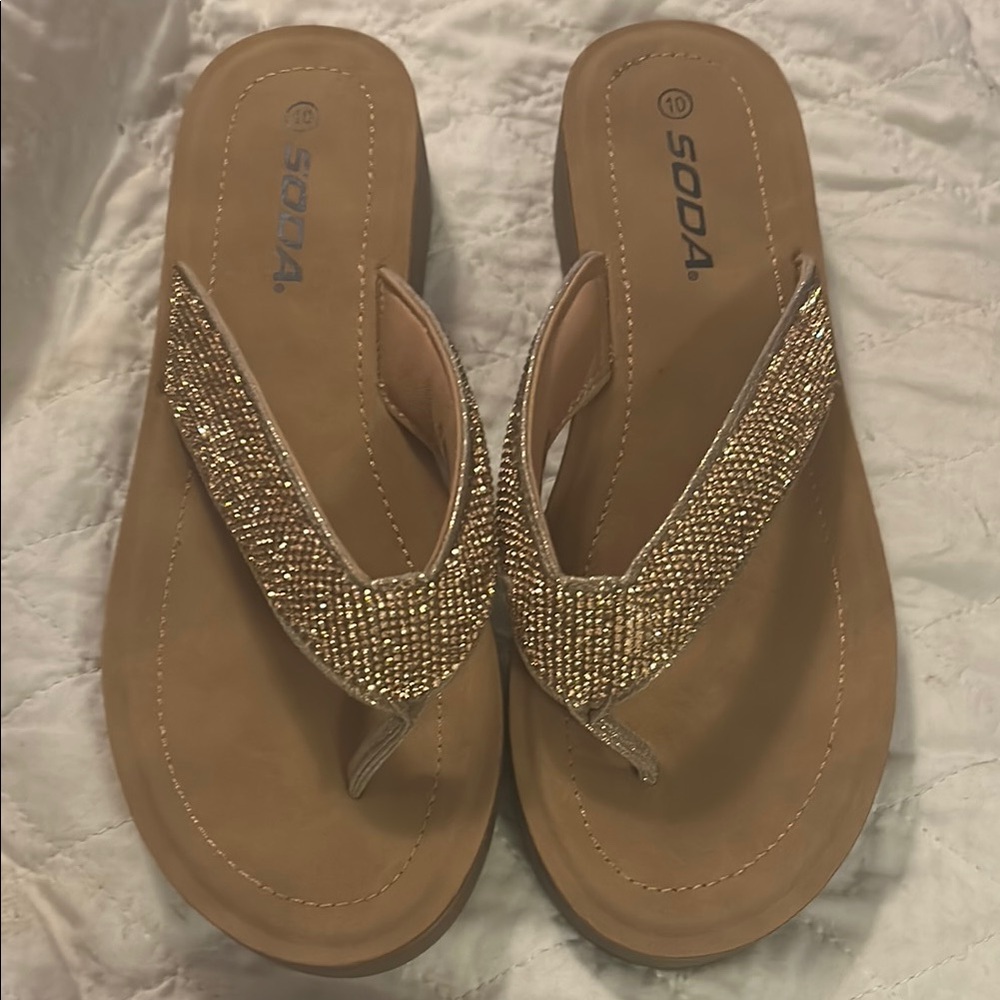 Soda  New Rose  Gold Embellished Sandals with Sparkling Straps‎